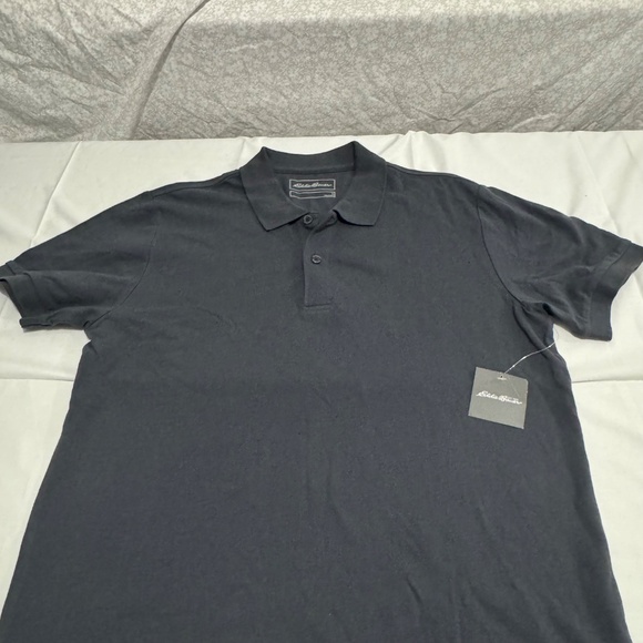 midnight navy eddie bauer men shirt size large collar and buttons short - Picture 6 of 7